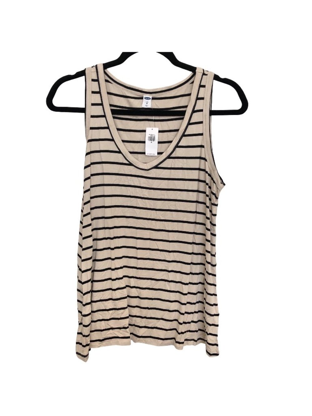 NWT Old Navy Luxe Cream Black Striped V-neck Sleeveless Top M